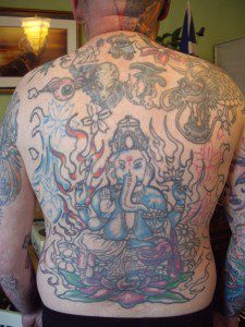 Simon Marshall-Jones back tattoos
