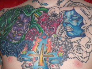 Chest Piece by Oz, Cross by Chris Jones