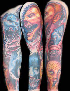 Awesome horror sleeve tattoo