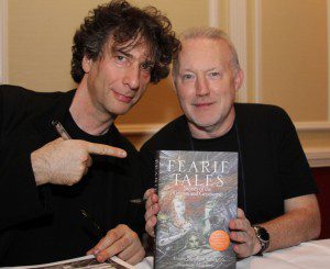 Stephen Jones and Neil Gaiman at the Fearie Tales launch at the World Fantasy Convention photo by Peter Coleborn